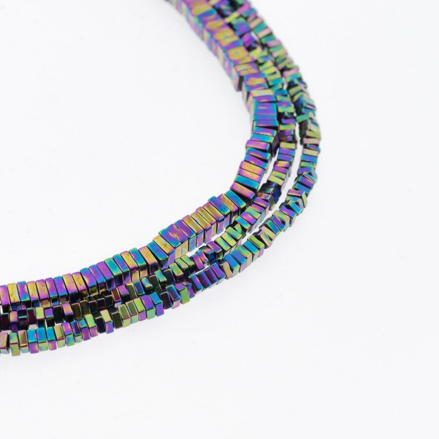 Hematite, Reconstituted, Square Rondelle Bead, Rainbow, 39-40 cm/strand, 2x1 mm