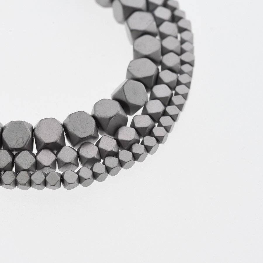 Hematite, Reconstituted, Matte Truncated Cube Bead, Nickel Grey, 39-40 cm/strand, 1.5x1.5 mm