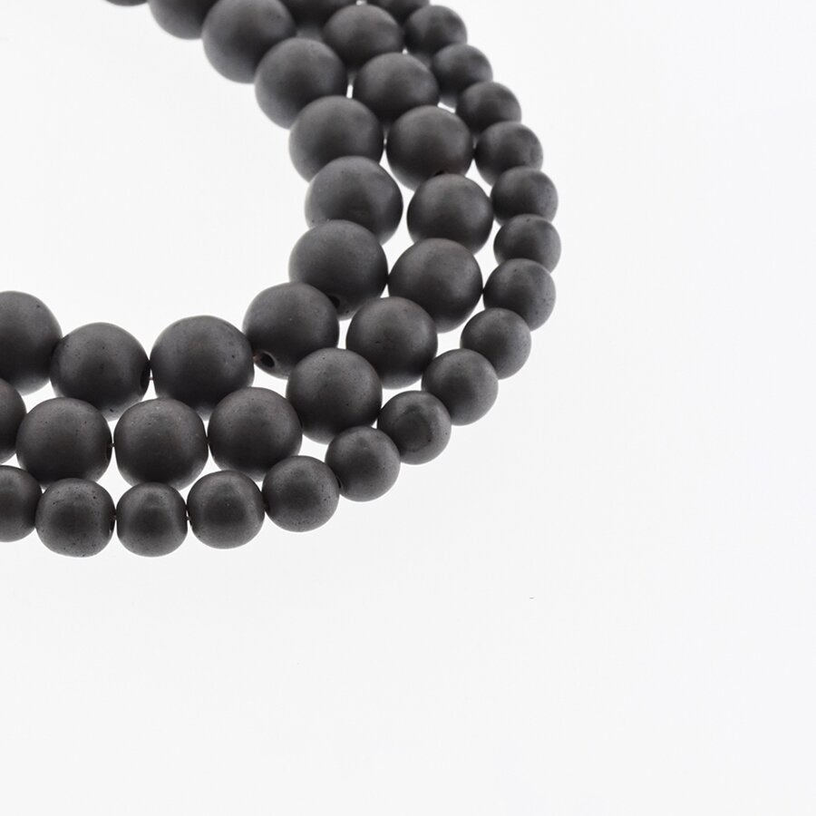 Hematite, Reconstituted, Matte Round Bead, Black, 39-40 cm/strand, 1.5 mm