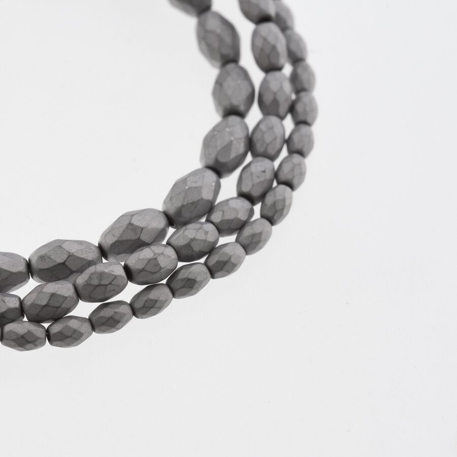 Hematite, Reconstituted, Matte Faceted Oval Bead, Nickel Grey, 39-40 cm/strand, 3x5, 4x6, 5x8, 6x9, 6x12 mm Hematite, Reconstituted, Matte Faceted Oval Bead, Nickel Grey, 39-40 cm/strand, 3x5, 4x6, 5x8, 6x9, 6x12 mm