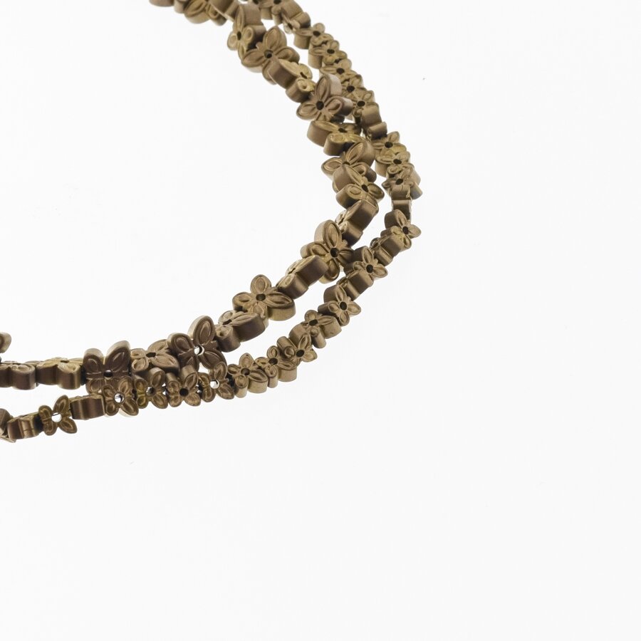 Hematite, Reconstituted, Matte Butterfly Bead, Two Ways Drilled, Brown, 39-40 cm/strand, 4x2 mm