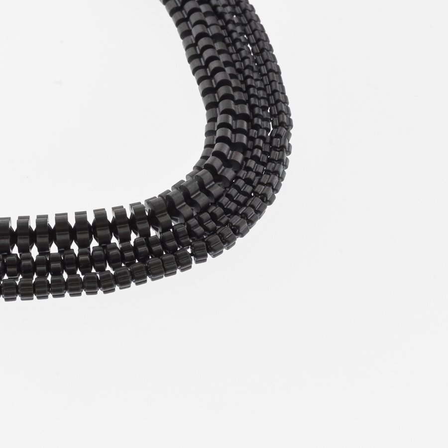 Hematite, Reconstituted, Matte Flower Rondelle Bead, Black, 39-40 cm/strand, 3x2 mm
