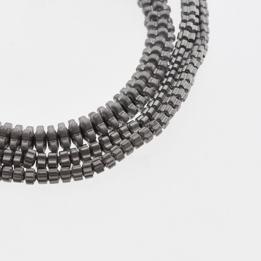 Hematyt, odzyskany, matowy, kształt kwiatu rondelle, niklu kolor, 39-40 cm/sznur, 3x2 mm Hematyt, odzyskany, matowy, kształt kwiatu rondelle, niklu kolor, 39-40 cm/sznur, 3x2 mm