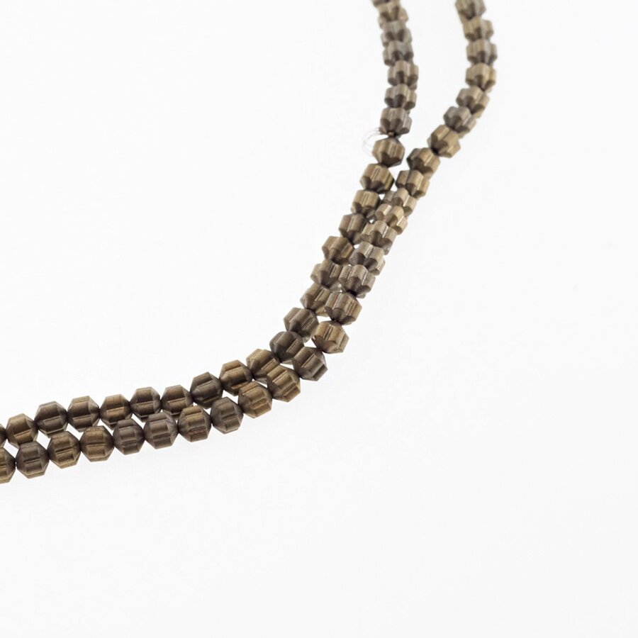 Hematyt, odzyskany, matowy, kształt latarni z kwiatami rondelle, złoto khaki kolor, 39-40 cm/sznur, 4x3 mm Hematyt, odzyskany, matowy, kształt latarni z kwiatami rondelle, złoto khaki kolor, 39-40 cm/sznur, 4x3 mm