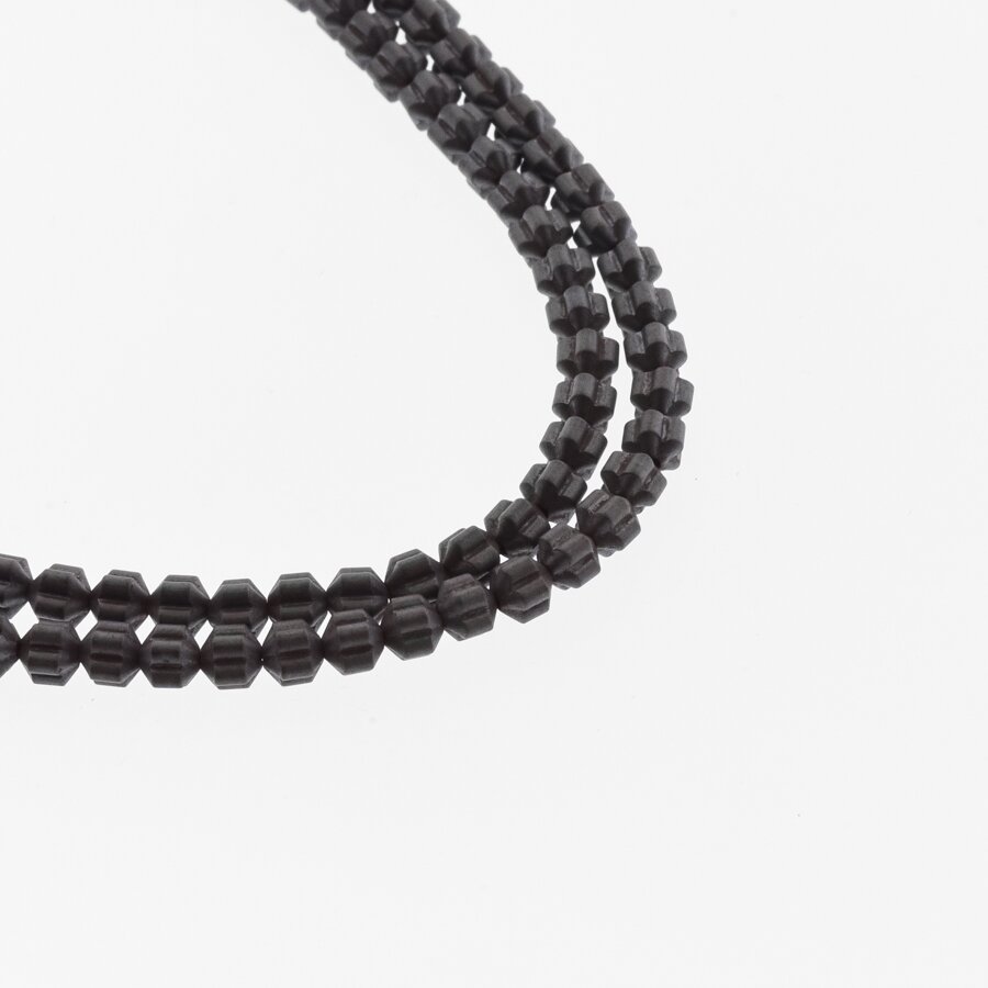 Hematite, Reconstituted, Matte Lantern Flower Rondelle Bead, Black, 39-40 cm/strand, 4x3 mm Hematite, Reconstituted, Matte Lantern Flower Rondelle Bead, Black, 39-40 cm/strand, 4x3 mm