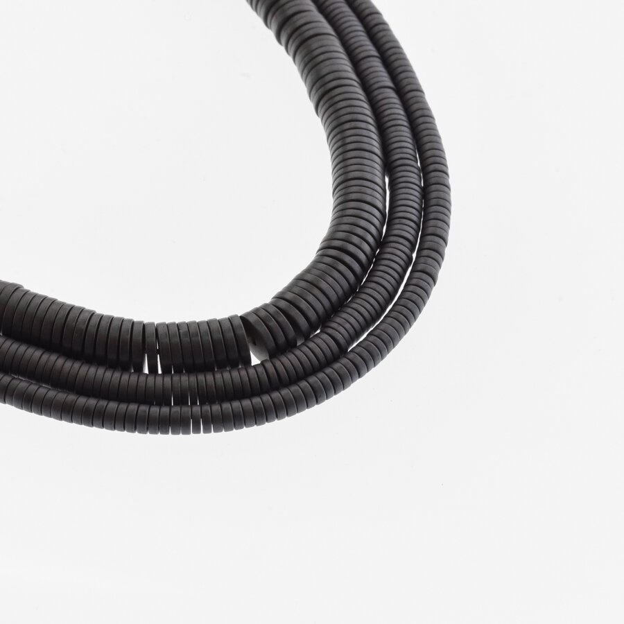 Hematite, Reconstituted, Matte Heishi Rondelle Bead, Black, 39-40 cm/strand, 2x1 mm Hematite, Reconstituted, Matte Heishi Rondelle Bead, Black, 39-40 cm/strand, 2x1 mm