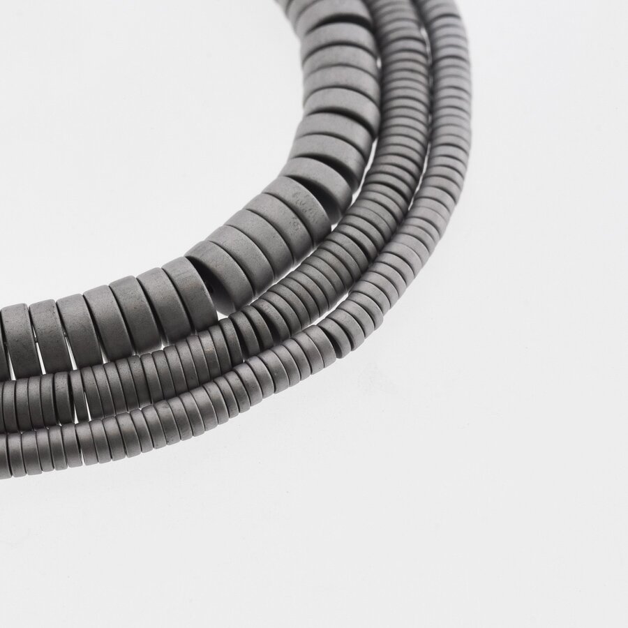 Hematite, Reconstituted, Matte Heishi Rondelle Bead, Nickel Grey, 39-40 cm/strand, 2x1 mm