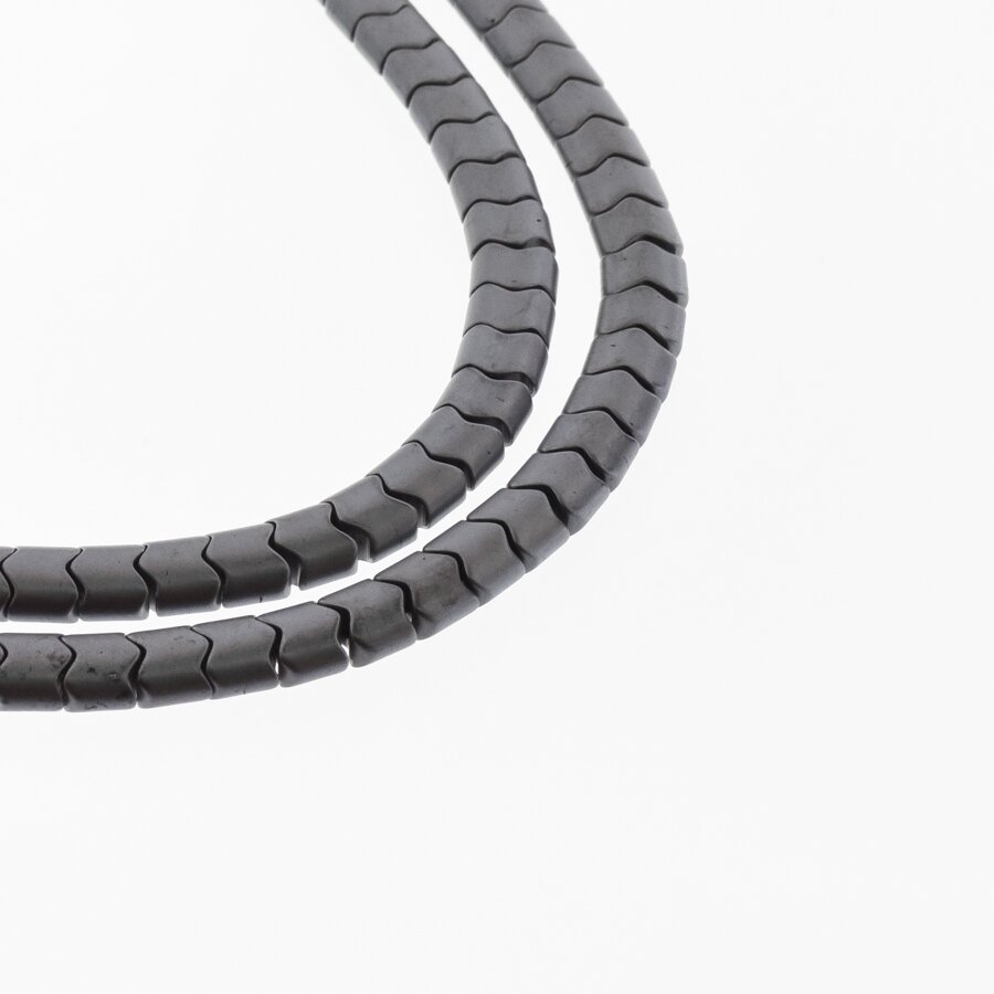 Hematite, Reconstituted, Matte Puffed "W" Bead, Black, 39-40 cm/strand, 6x4 mm Hematite, Reconstituted, Matte Puffed "W" Bead, Black, 39-40 cm/strand, 6x4 mm