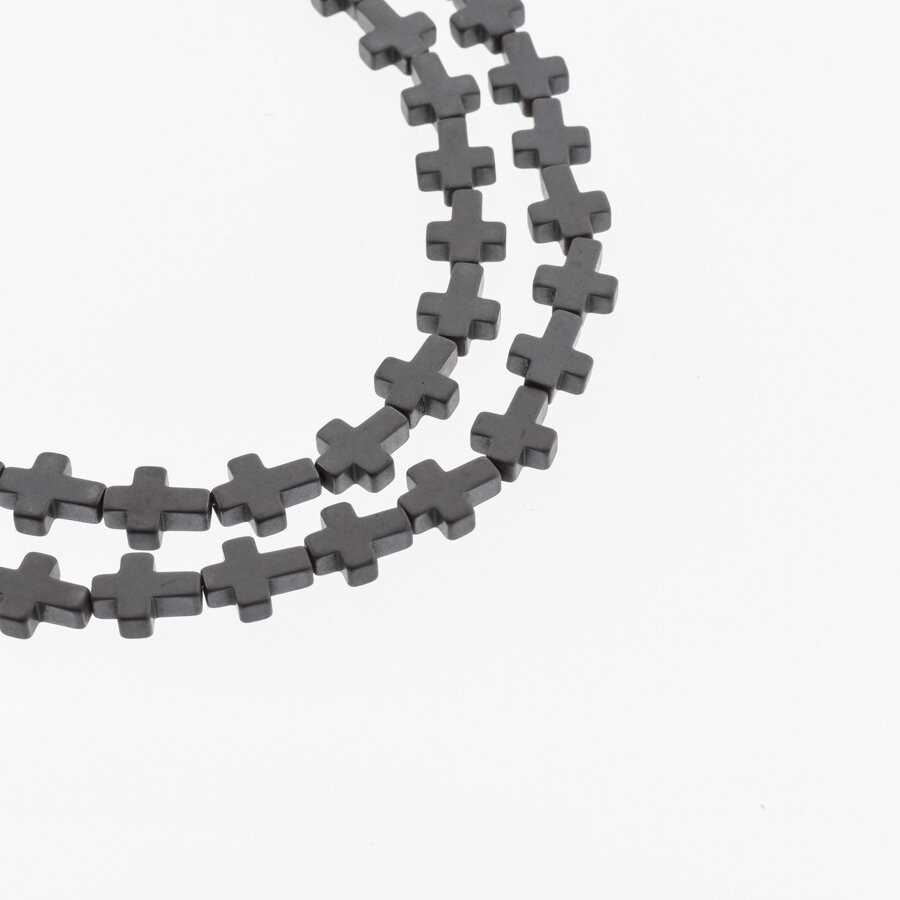 Hematitas, regeneruotas, matinis, kryželio forma, juoda spalva, 39-40 cm/gija, 4x4, 6x6, 6x8, 8x8, 8x10 mm Hematitas, regeneruotas, matinis, kryželio forma, juoda spalva, 39-40 cm/gija, 4x4, 6x6, 6x8, 8x8, 8x10 mm