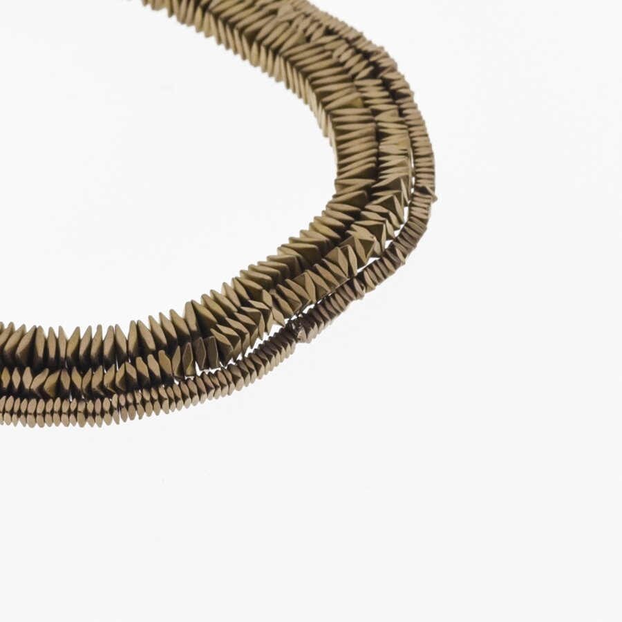 Hematite, Reconstituted, Matte Bended Square Rondelle Bead, Brown, 39-40 cm/strand, 2x1, 3x1, 4x1 mm