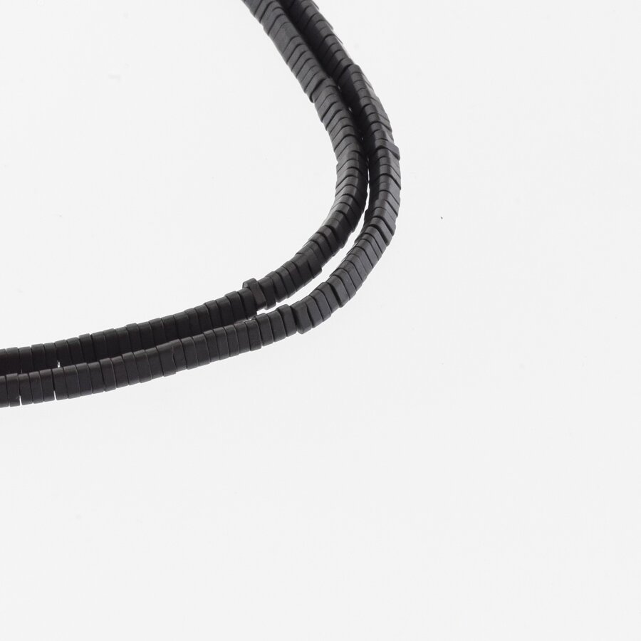 Hematite, Reconstituted, Matte Triangle Rondelle Bead, Black, 39-40 cm/strand, 3x1 mm Hematite, Reconstituted, Matte Triangle Rondelle Bead, Black, 39-40 cm/strand, 3x1 mm