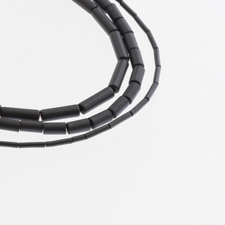 Hematite, Reconstituted, Matte Tube Bead, Black, 39-40 cm/strand, 1x2 mm