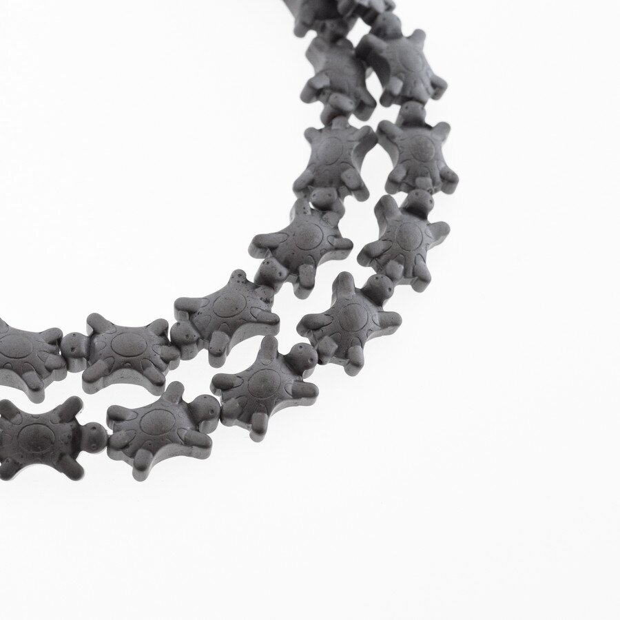 Hematite, Reconstituted, Matte Turtle Bead, Black, 39-40 cm/strand, 10x14 mm