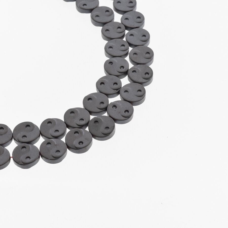 Hematite, Reconstituted, Matte Yin-Yang Symbol Bead, Black, 39-40 cm/strand, 10 mm Hematite, Reconstituted, Matte Yin-Yang Symbol Bead, Black, 39-40 cm/strand, 10 mm