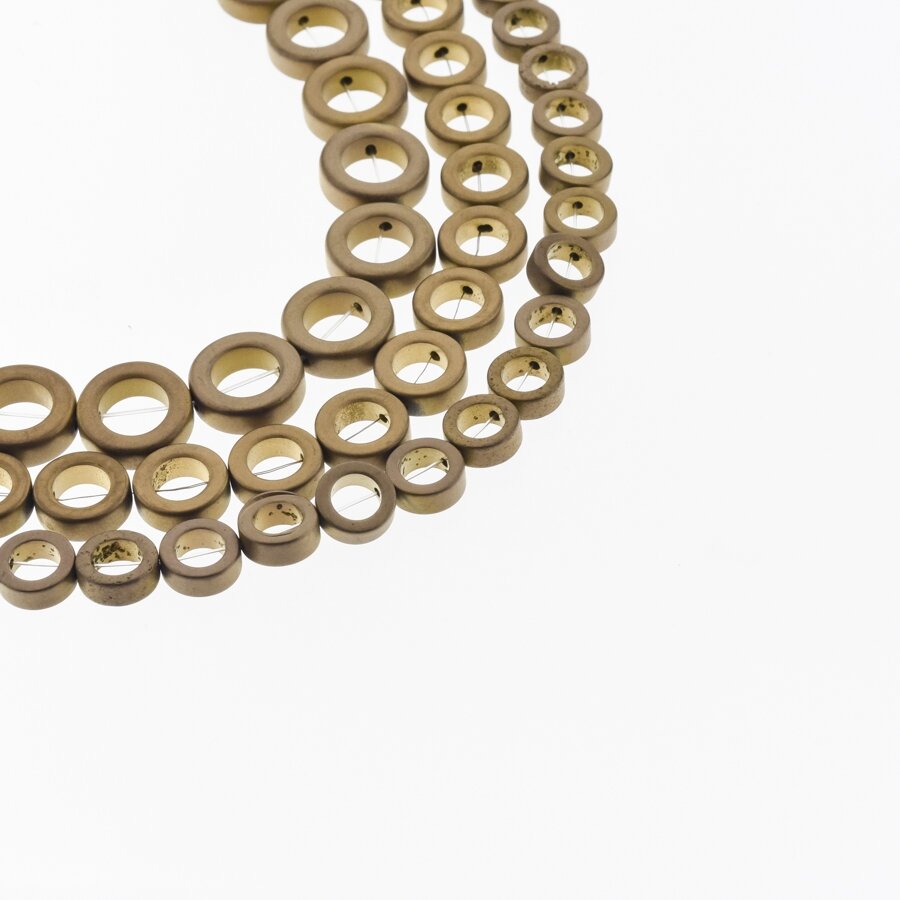 Hematite, Reconstituted, Matte Ring Bead, Brown, 39-40 cm/strand, 8, 10, 12, 14, 16 mm Hematite, Reconstituted, Matte Ring Bead, Brown, 39-40 cm/strand, 8, 10, 12, 14, 16 mm
