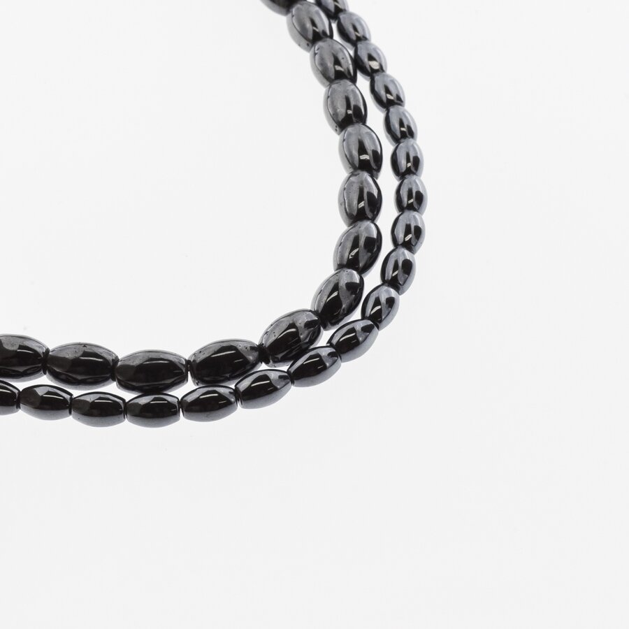 Hematite, Reconstituted, Oval Bead, Black, 39-40 cm/strand, 3x5 mm Hematite, Reconstituted, Oval Bead, Black, 39-40 cm/strand, 3x5 mm