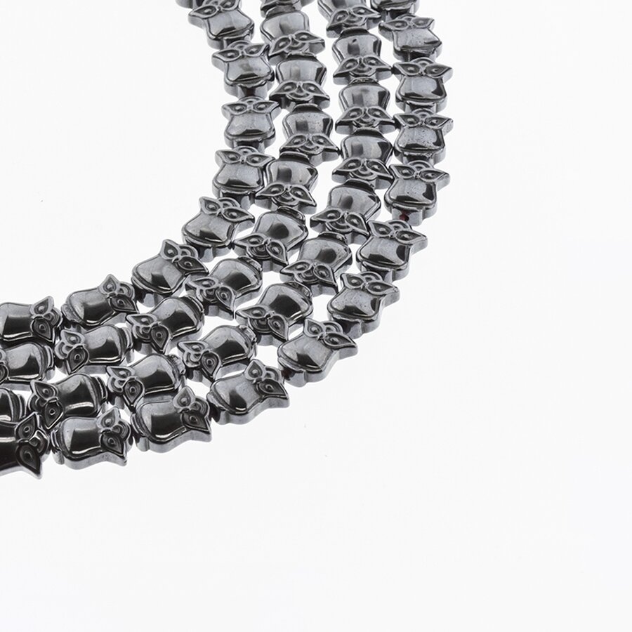 Hematite, Reconstituted, Owl Bead, Black, 39-40 cm/strand, 8x10 mm Hematite, Reconstituted, Owl Bead, Black, 39-40 cm/strand, 8x10 mm