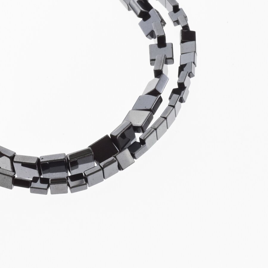 Hematite, Reconstituted, Flat Square Bead, Black, 39-40 cm/strand, 4 mm Hematite, Reconstituted, Flat Square Bead, Black, 39-40 cm/strand, 4 mm