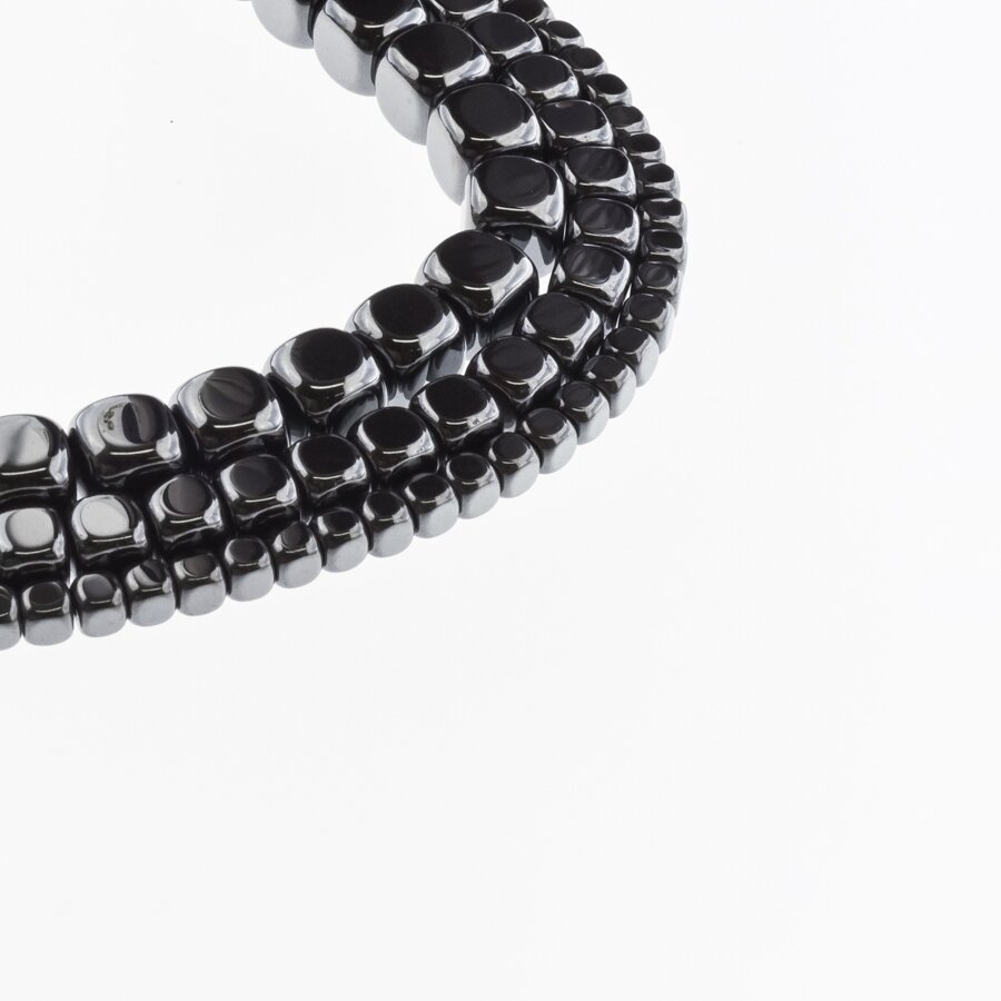 Hematite, Reconstituted, Rounded Cube Bead, Black, 39-40 cm/strand, 2 mm Hematite, Reconstituted, Rounded Cube Bead, Black, 39-40 cm/strand, 2 mm