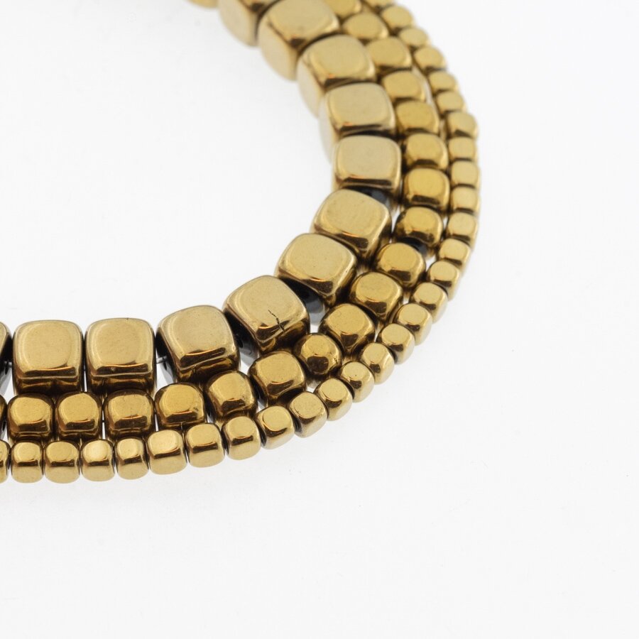 Hematite, Reconstituted, Rounded Cube Bead, Dark Gold, 39-40 cm/strand, 2 mm Hematite, Reconstituted, Rounded Cube Bead, Dark Gold, 39-40 cm/strand, 2 mm