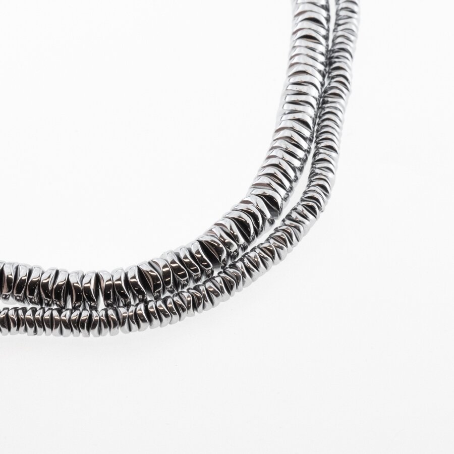 Hematite, Reconstituted, Bended Round Rondelle Bead, Nickel Grey, 39-40 cm/strand, 4x1, 6x1 mm Hematite, Reconstituted, Bended Round Rondelle Bead, Nickel Grey, 39-40 cm/strand, 4x1, 6x1 mm