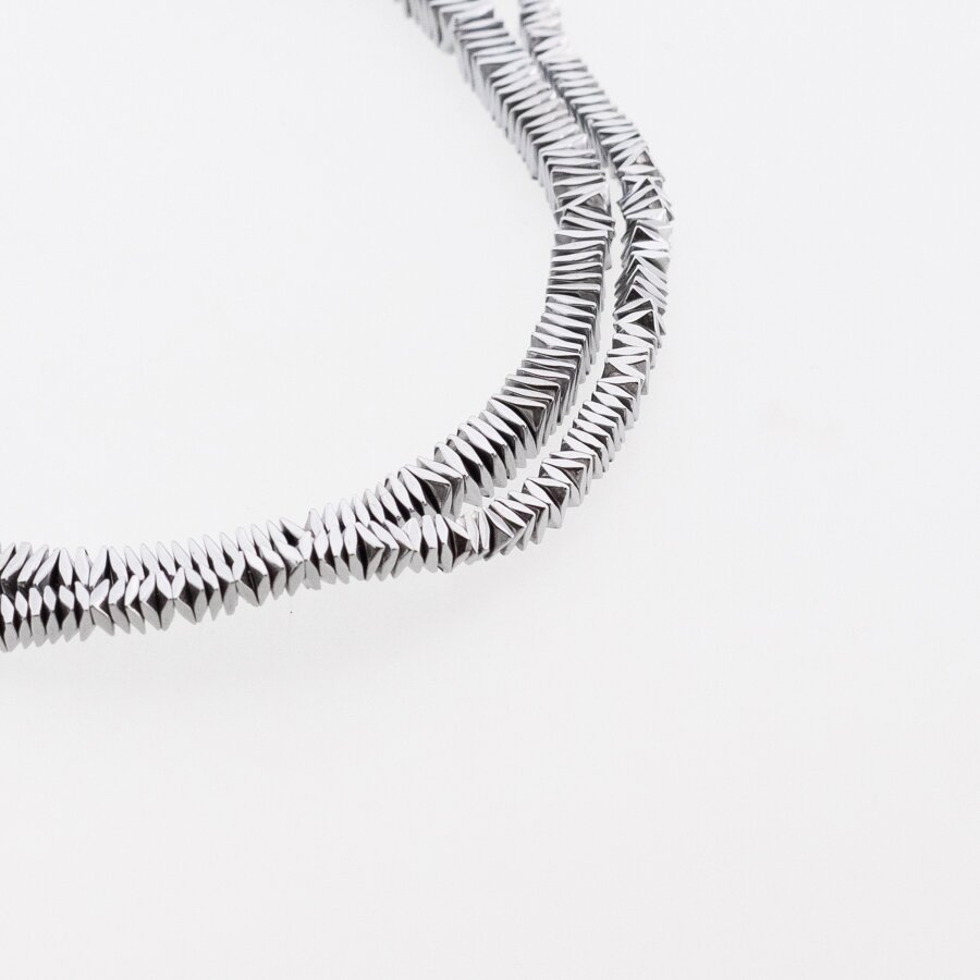 Hematite, Reconstituted, Bended Square Rondelle Bead, Nickel Grey, 39-40 cm/strand, 2x1, 3x1, 4x1 mm Hematite, Reconstituted, Bended Square Rondelle Bead, Nickel Grey, 39-40 cm/strand, 2x1, 3x1, 4x1 mm