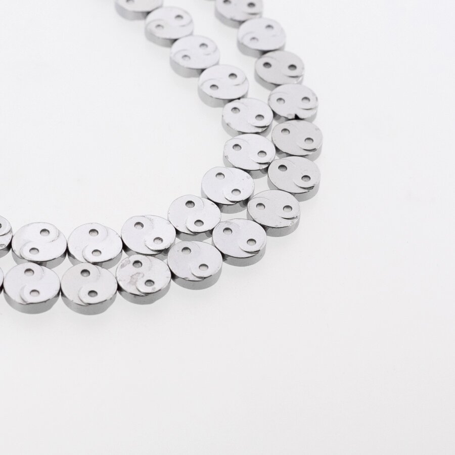 Hematite, Reconstituted, Yin-Yang Symbol Bead, Nickel Grey, 39-40 cm/strand, 10 mm Hematite, Reconstituted, Yin-Yang Symbol Bead, Nickel Grey, 39-40 cm/strand, 10 mm