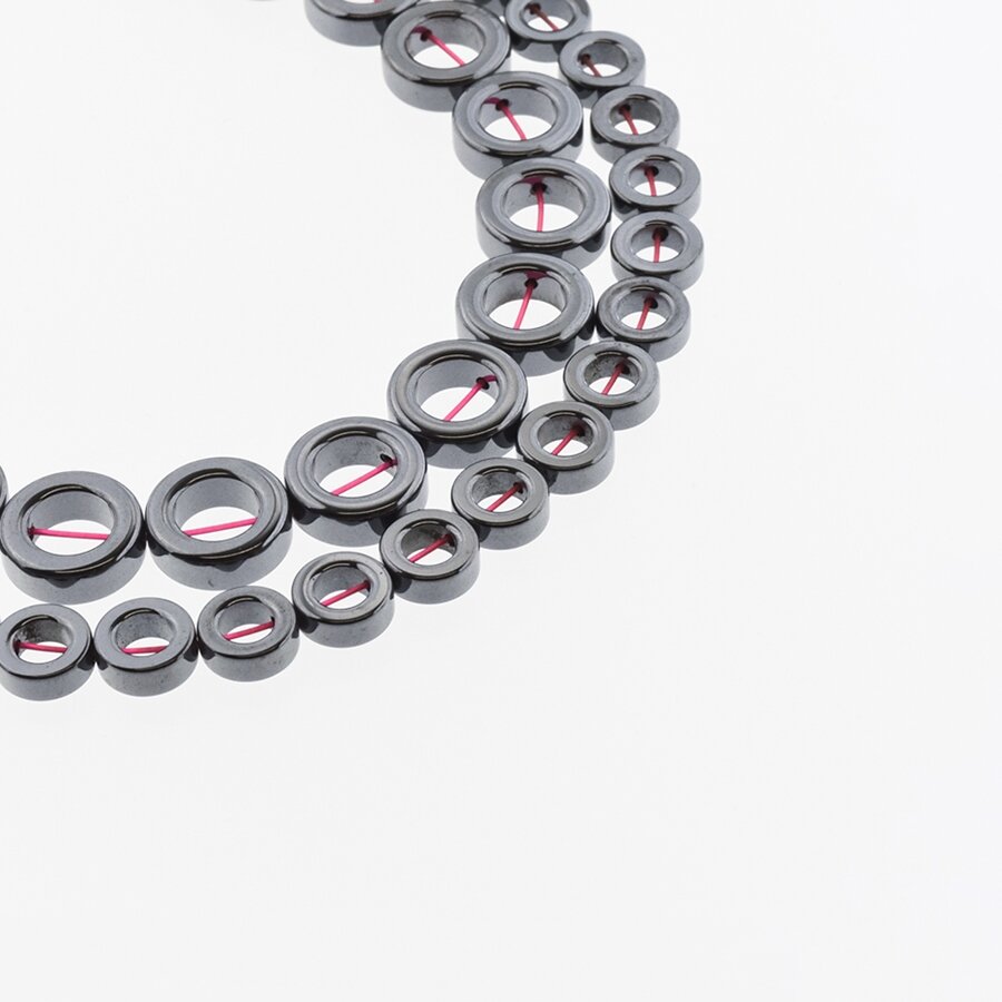 Hematite, Reconstituted, Ring Bead, Black, 39-40 cm/strand, 8 mm Hematite, Reconstituted, Ring Bead, Black, 39-40 cm/strand, 8 mm