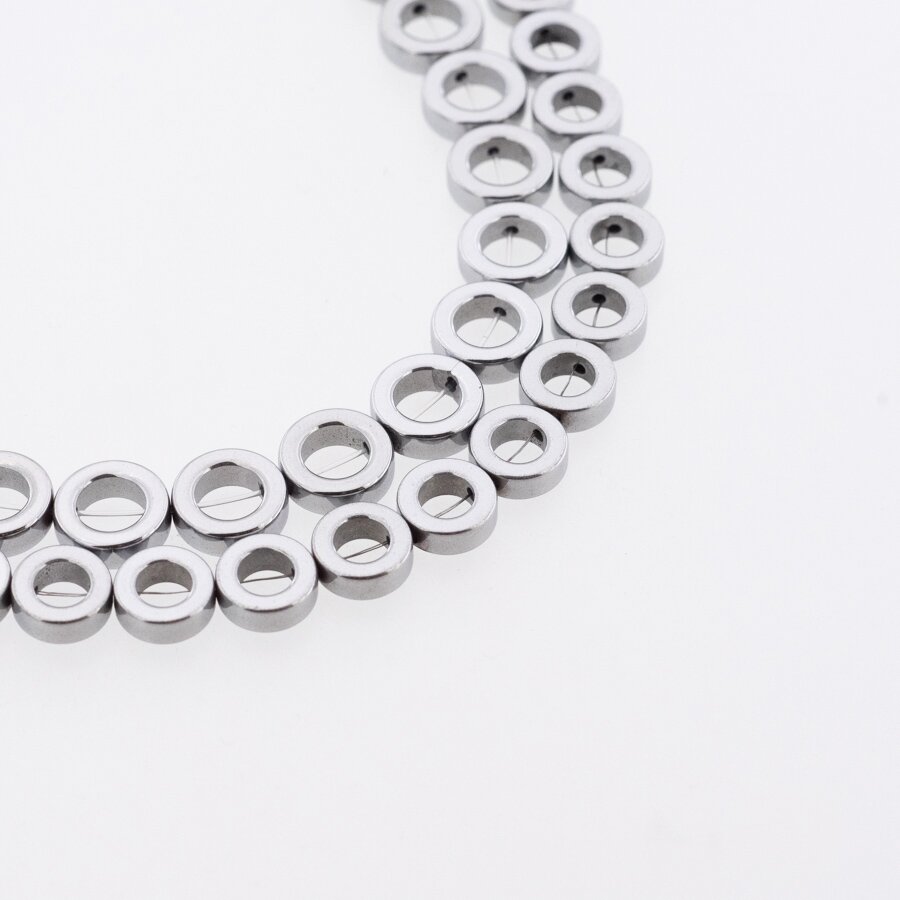 Hematite, Reconstituted, Ring Bead, Nickel Grey, 39-40 cm/strand, 8, 10, 12, 14, 16 mm Hematite, Reconstituted, Ring Bead, Nickel Grey, 39-40 cm/strand, 8, 10, 12, 14, 16 mm