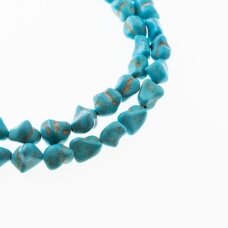 Howlite, Imitation, Dyed, Nugget Bead, Turquoise Blue, 37-39 cm/strand, about 8x12-10x14 mm
