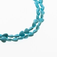 Howlite, Imitation, Dyed, Puffed Heart Bead, Turquoise Blue, 37-39 cm/strand, 10 mm