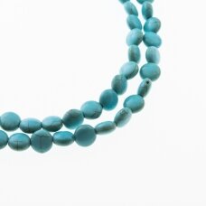 Howlite, Imitation, Dyed, Puffed Disc Bead, Turquoise Blue, 37-39 cm/strand, 10 mm