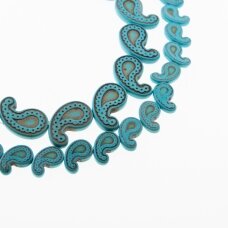 Howlite, Imitation, Dyed, Paisley/Teardrop Bead, Turquoise Blue, 37-39 cm/strand, 11x18, 16x27 mm