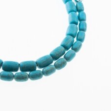 Howlite, Imitation, Dyed, Barrel Bead, Turquoise Blue, 37-39 cm/strand, 8x12, 10x14 mm