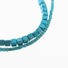 Howlite, Imitation, Dyed, Rounded Cube Bead, Turquoise Blue, 37-39 cm/strand, 4, 8 mm