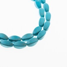 Howlite, Imitation, Dyed, Twisted Four-sided Oval Bead, Turquoise Blue, 37-39 cm/strand, 8x18 mm
