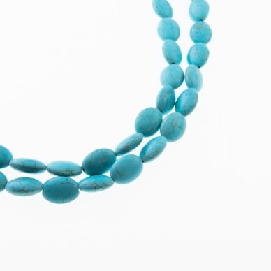 Howlite, Imitation, Dyed, Puffed Oval Bead, Turquoise Blue, 37-39 cm/strand, 10x14 mm
