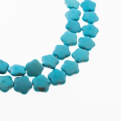 Howlite, Imitation, Dyed, Puffed Flower Bead, Turquoise Blue, 37-39 cm/strand, 15 mm