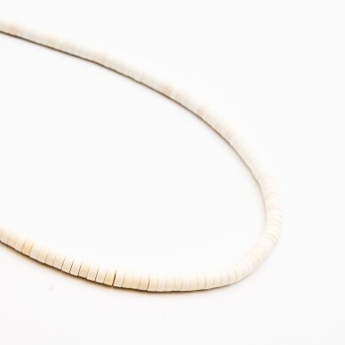Hovlitas, imitacija, heishi rondelės forma, smėlio spalva, 37-39 cm/gija, 6x3 mm