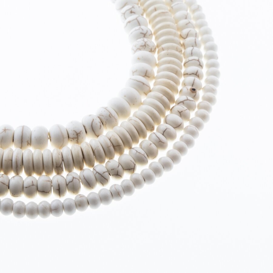 Howlite, Imitation, Abacus Rondelle Bead, Beige, 37-39 cm/strand, 6x4, 8x5, 10x3, 10x6 mm Howlite, Imitation, Abacus Rondelle Bead, Beige, 37-39 cm/strand, 6x4, 8x5, 10x3, 10x6 mm