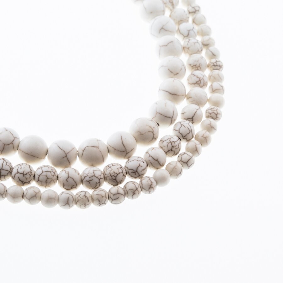 Howlite, Imitation, Round Bead, Beige, 37-39 cm/strand, 4, 6, 8, 10, 12, 14, 16, 18, 20 mm