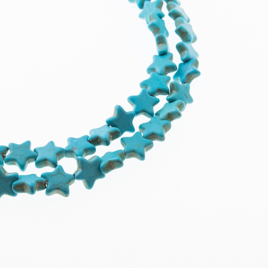 Howlite, Imitation, Dyed, Star Bead, Turquoise Blue, 37-39 cm/strand, 12 mm Howlite, Imitation, Dyed, Star Bead, Turquoise Blue, 37-39 cm/strand, 12 mm