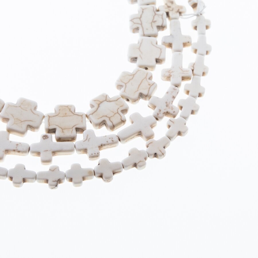 Howlite, Imitation, Cross Bead, Beige, 37-39 cm/strand, 8x10, 12x16, 15x15 mm Howlite, Imitation, Cross Bead, Beige, 37-39 cm/strand, 8x10, 12x16, 15x15 mm