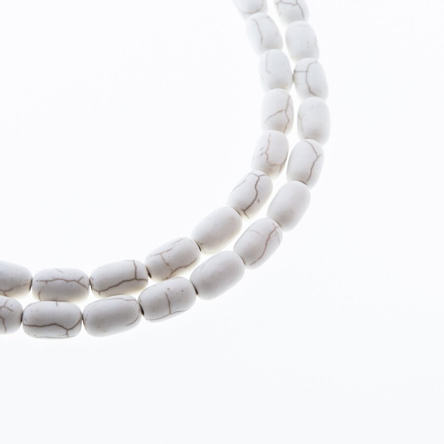 Howlite, Imitation, Matte Barrel Bead, Beige, 37-39 cm/strand, 8x12 mm Howlite, Imitation, Matte Barrel Bead, Beige, 37-39 cm/strand, 8x12 mm