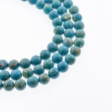 Impression Jasper (Chinese Yellow Wax Stone), Natural, Dyed, Round Bead, Turquoise Blue, 37-39 cm/strand, 4, 6, 8, 10, 12 mm