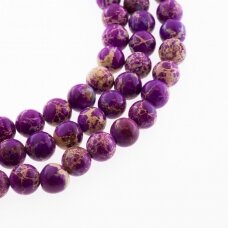 Impression Jasper (Chinese Yellow Wax Stone), Natural, Dyed, Round Bead, Purple, 37-39 cm/strand, 4, 6, 8, 10, 12 mm
