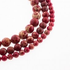 Impression Jasper (Chinese Yellow Wax Stone), Natural, Dyed, Round Bead, Red, 37-39 cm/strand, 4, 6, 8, 10, 12 mm
