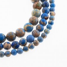 Impression Jasper (Chinese Yellow Wax Stone), Natural, Dyed, Round Bead, Light Blue, 37-39 cm/strand, 4, 6, 8, 10, 12 mm