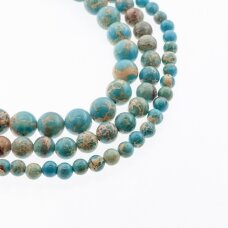 Impression Jasper (Chinese Yellow Wax Stone), Natural, Dyed, Round Bead, Turquoise, 37-39 cm/strand, 4, 6, 8, 10, 12 mm