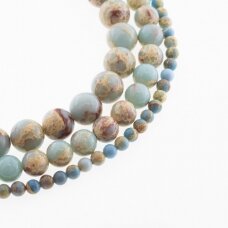 Impression Jasper (Chinese Yellow Wax Stone), Natural, Dyed, Round Bead, Sky Blue, 37-39 cm/strand, 4, 6, 8, 10, 12 mm